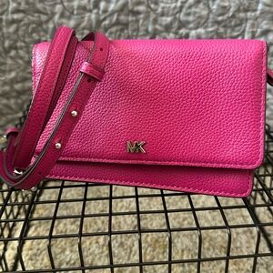 Michael Kors Pebbled Leather Convertible Crossbody Bag - Pink